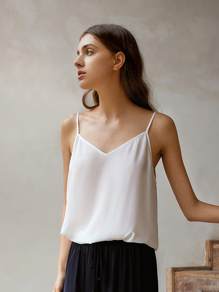 V Collar Silk Camisole