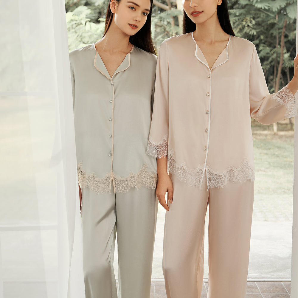 
                  
                    Lace Silk Pajamas Set
                  
                