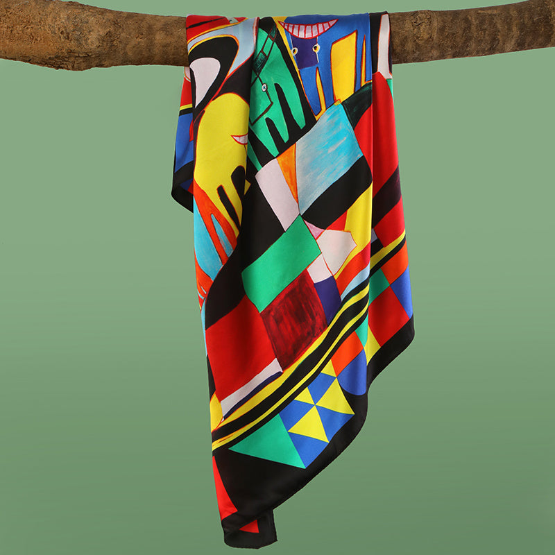 Bulls Print Silk Charmeuse Square Scarf