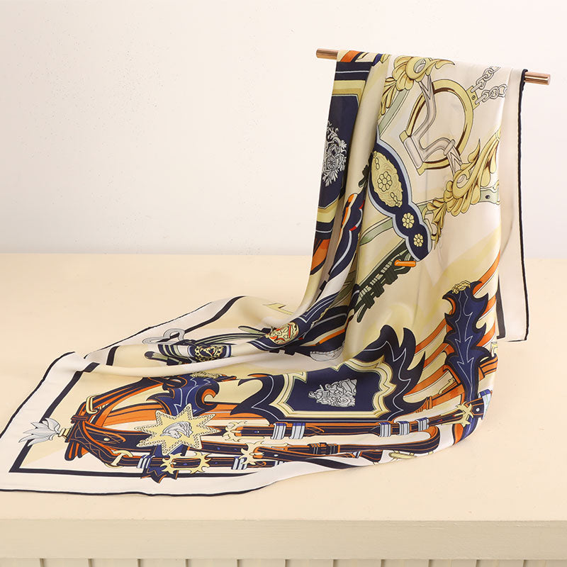 Classical European style Print Silk Charmeuse Square Scarf