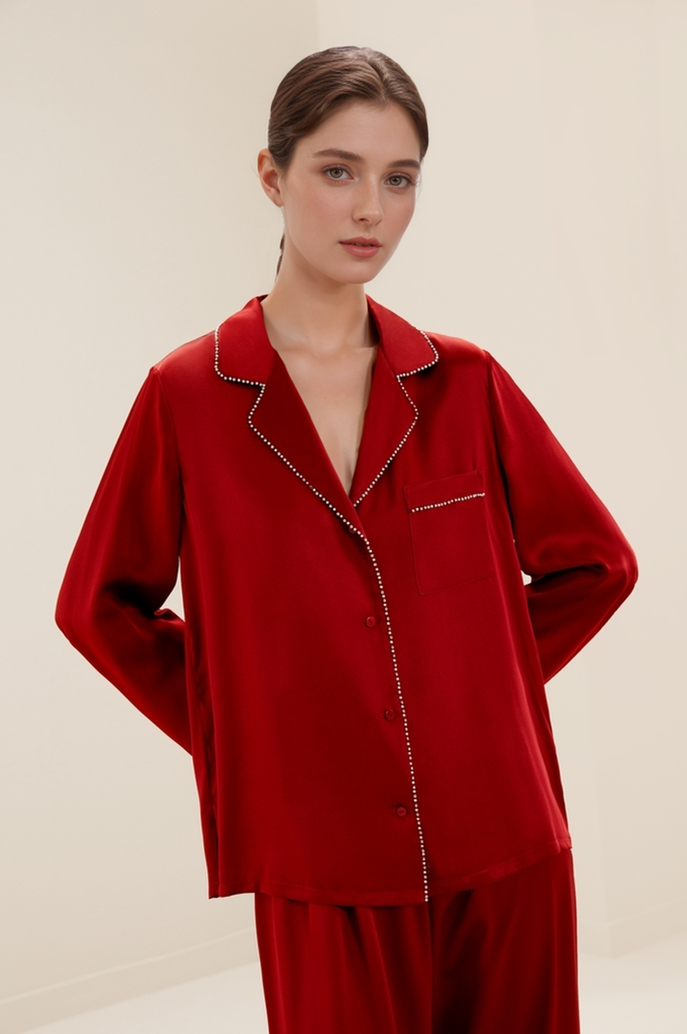 Heavy Weight Silk Nail Bead Pajamas Set