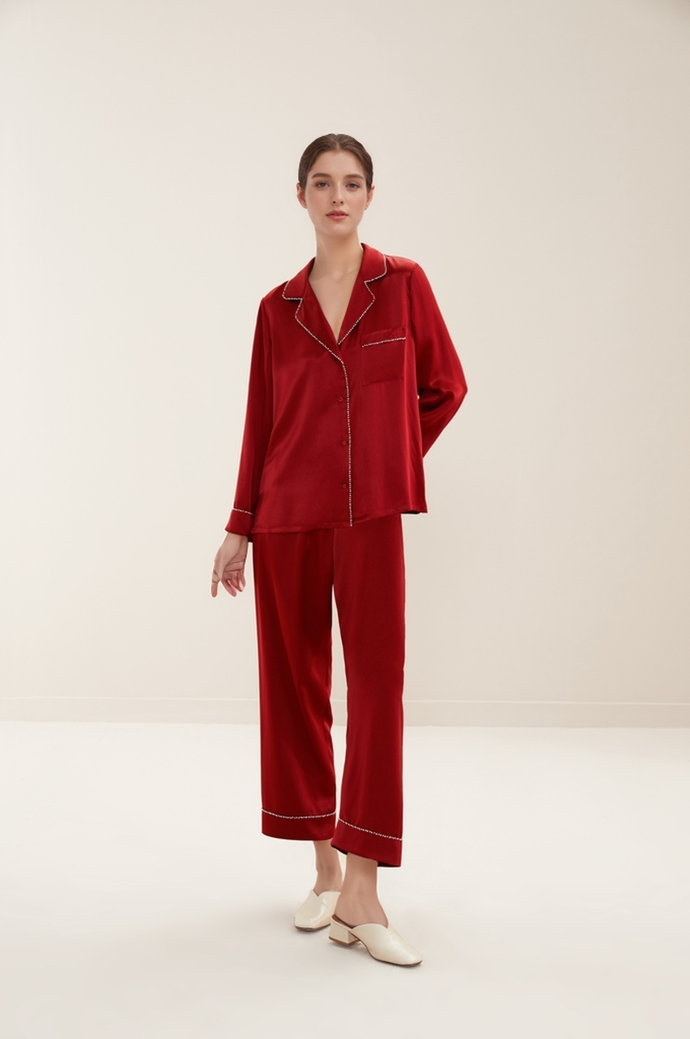 Heavy Weight Silk Nail Bead Pajamas Set