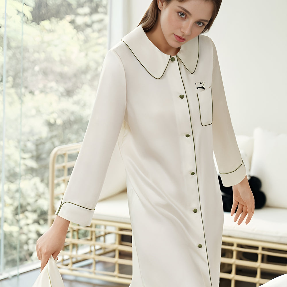 
                  
                    Couples' Heavy Weight Silk Panda Embroidery Night Dress & Pajamas Set
                  
                