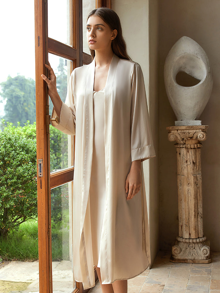 Heavy Weight Silk Long Nightgown (With Belt)