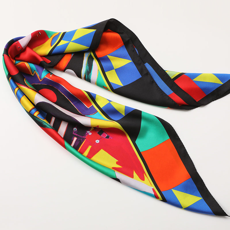 Bulls Print Silk Charmeuse Square Scarf