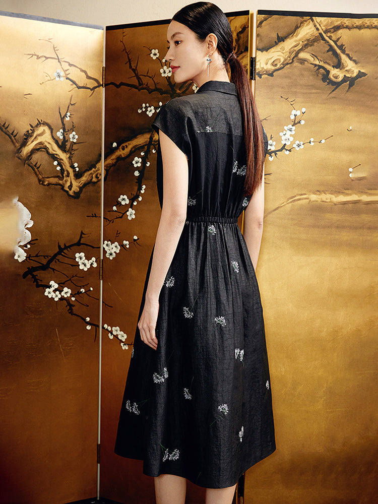 
                  
                    Love's Flower Embroidery Gambiered Silk Dress
                  
                