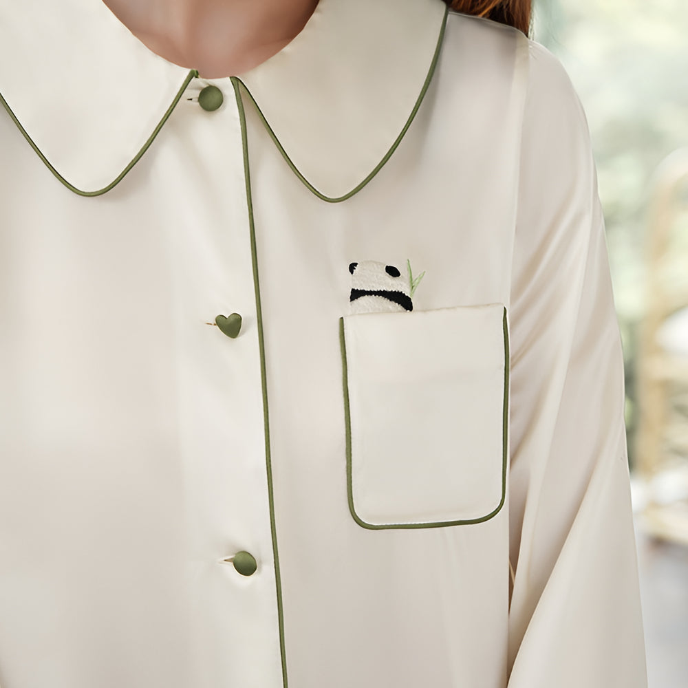 
                  
                    Couples' Heavy Weight Silk Panda Embroidery Night Dress & Pajamas Set
                  
                