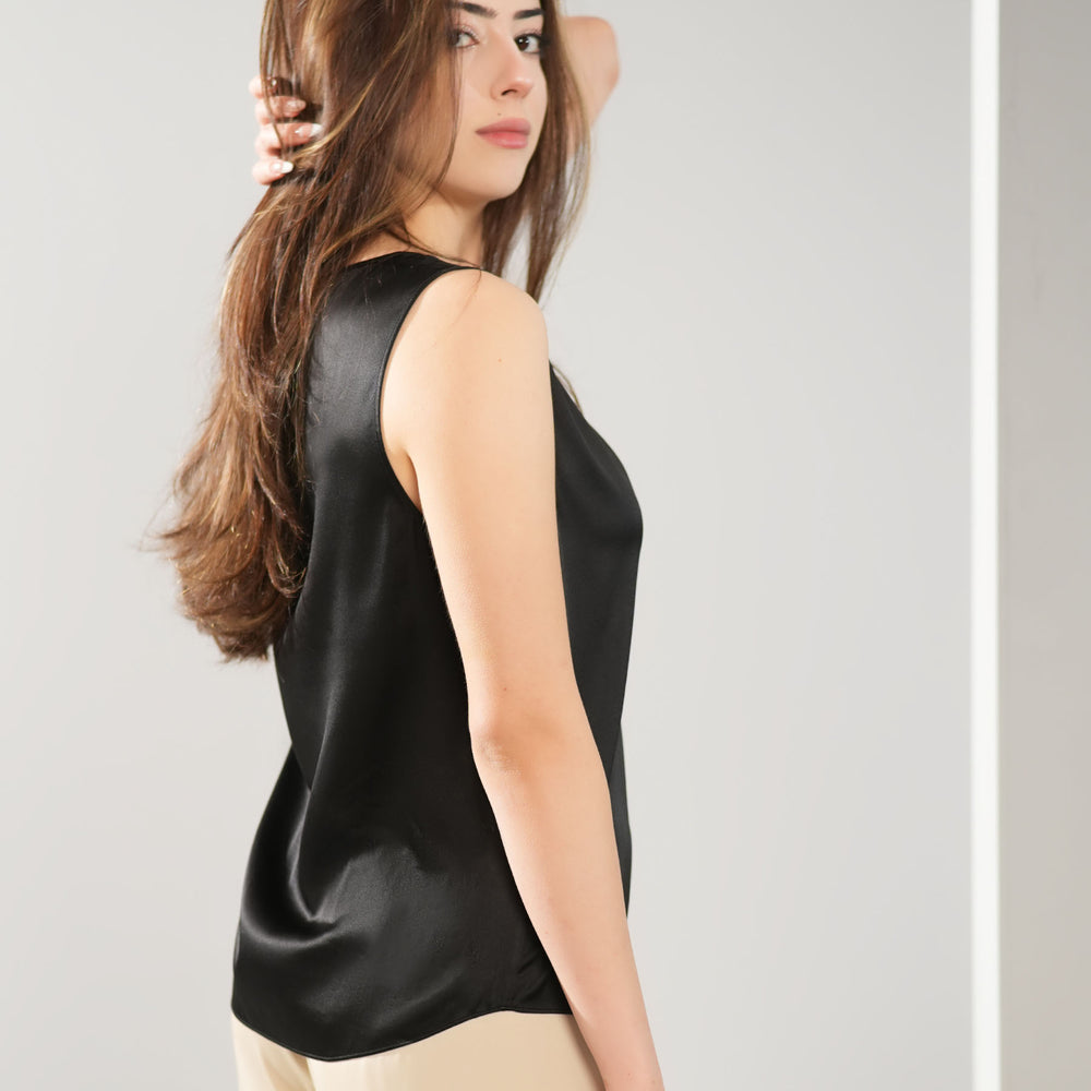 Silk Round Collar Vest